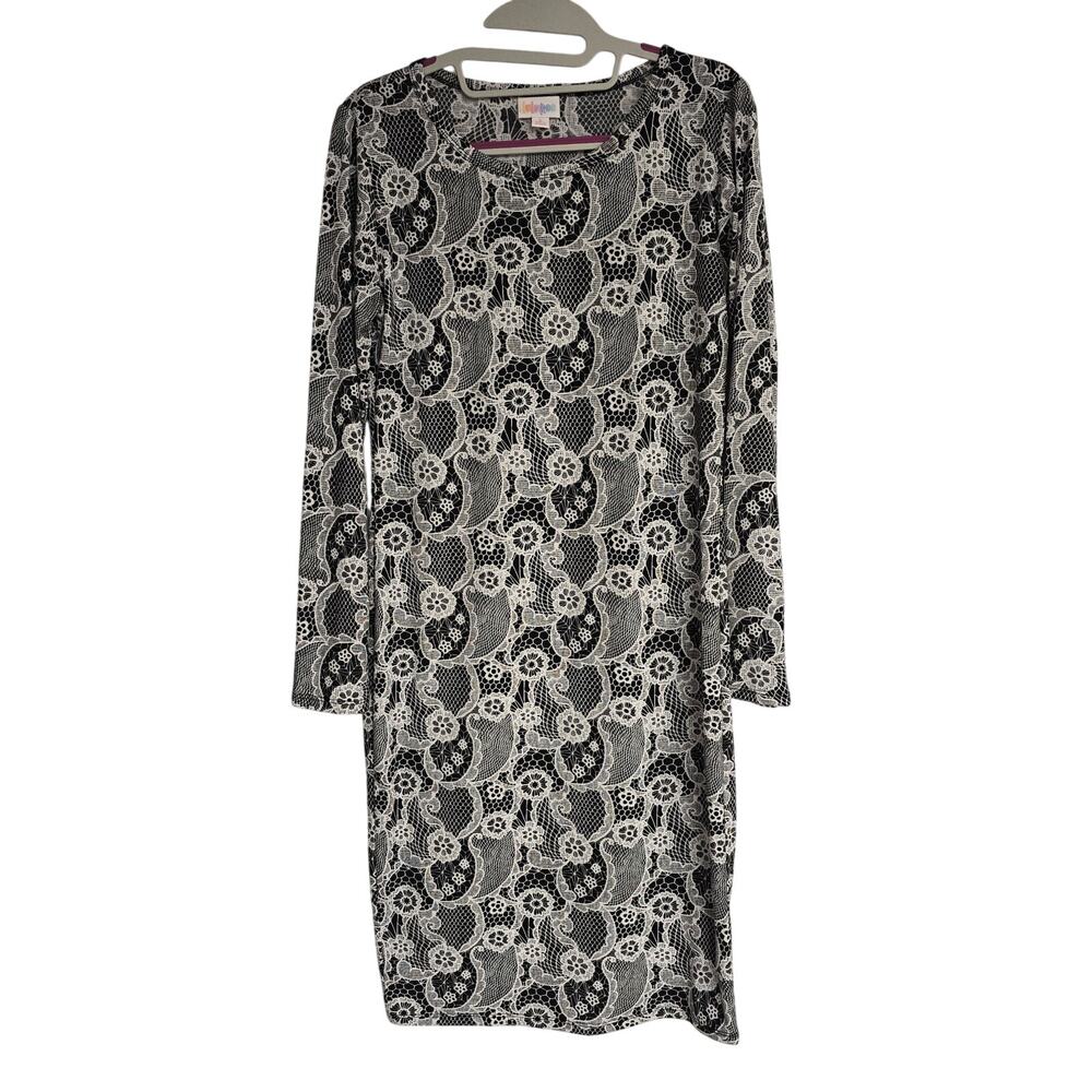Women's Lularoe Black & White Floral Long Sleeve Midi Dress - Size Small